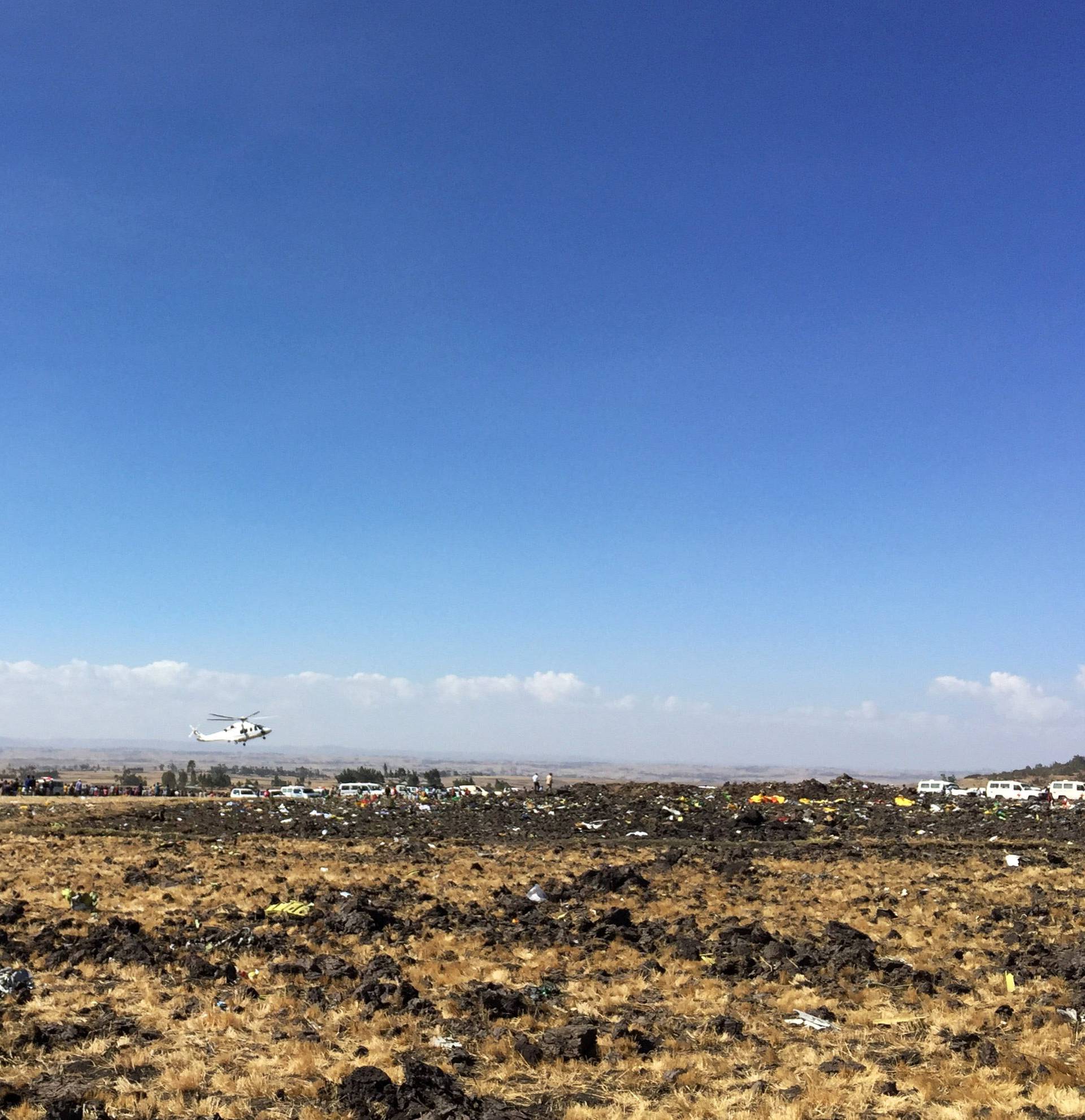 A general view shows the scene of the Ethiopian Airlines Flight ET 302 plane crash, near the town of Bishoftu, southeast of Addis Ababa