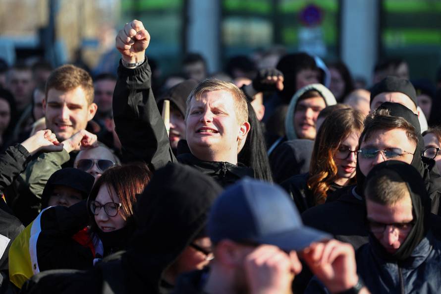 Right-wing protest at Friedrichshain district in Berlin