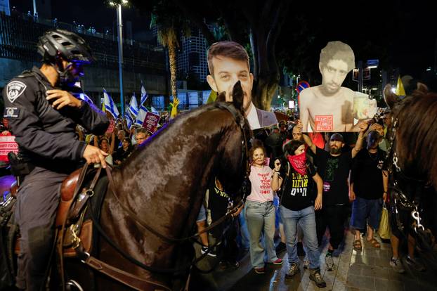 Protest demanding release of hostages held in Gaza, in Tel Aviv