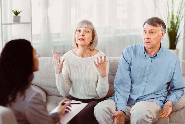 Elderly wife complains about her man during session