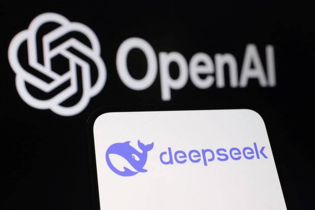 Illustration shows Deepseek and OpenAI logos