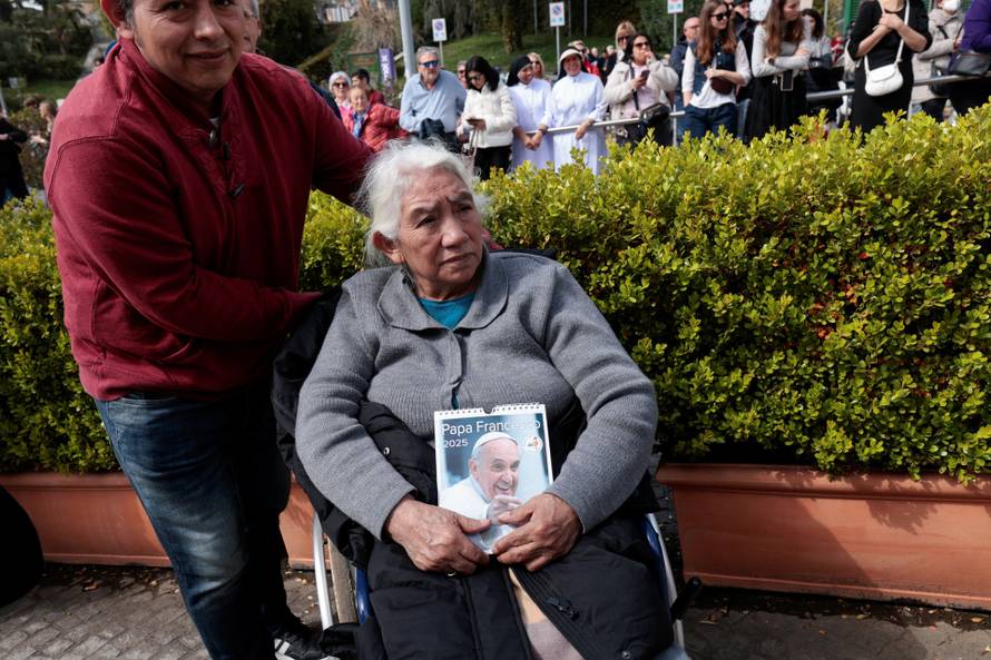 Pope Francis' first expected public appearance in five weeks on the day he is set to be discharged from Gemelli Hospital, in Rome