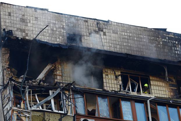 Aftermath of a Russian drone and missile attack in Kyiv