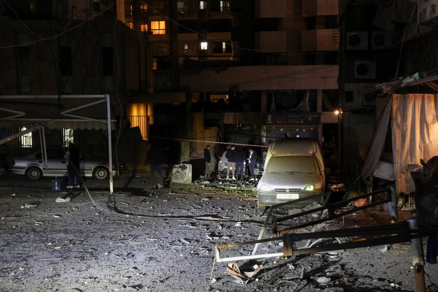 Aftermath of a reported Israeli strike in Zuqaq al-Blat, central Beirut