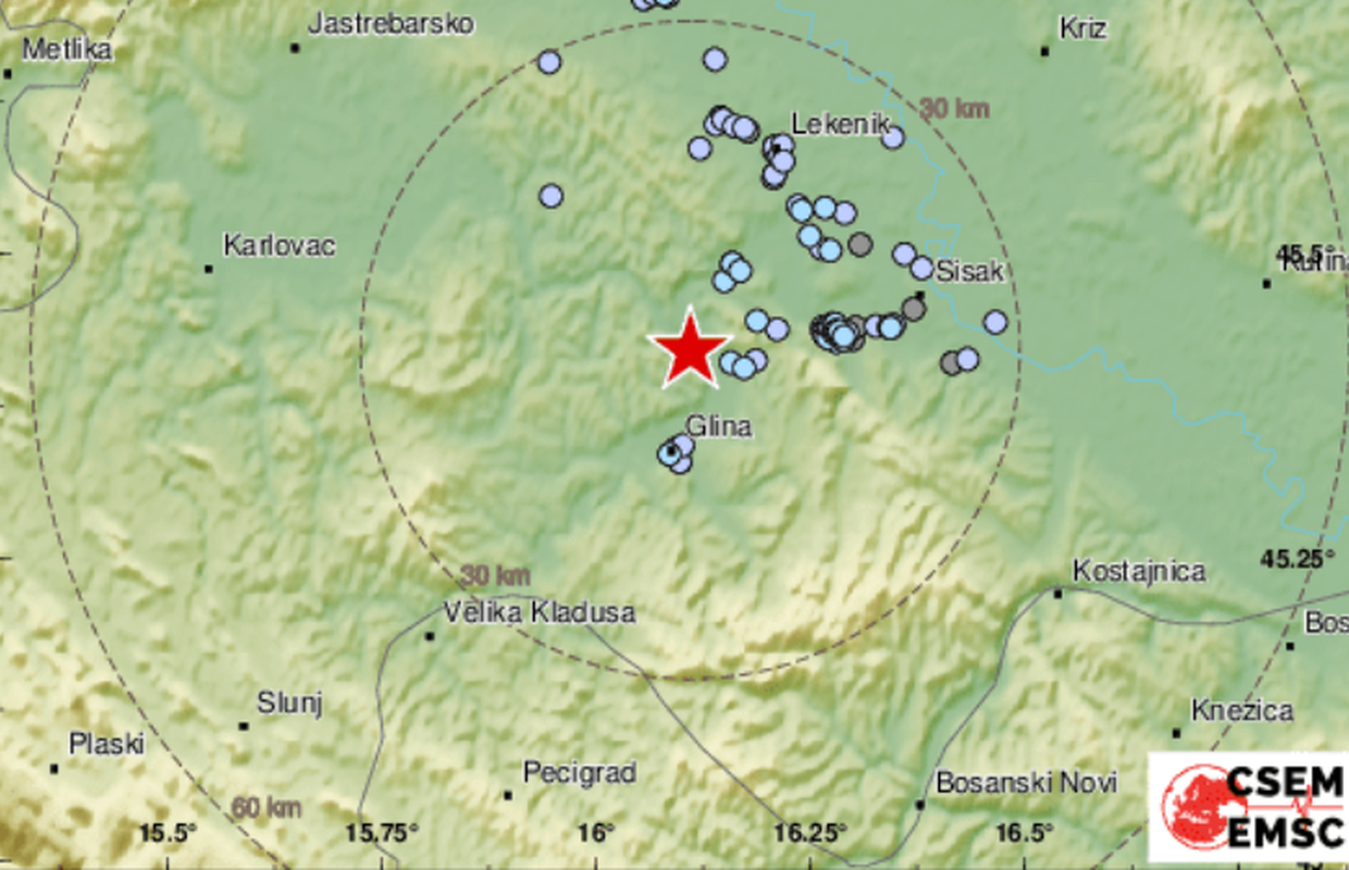 Potres jačine 2,1 zatresao Glinu, osjetio se i u Velikoj Gorici