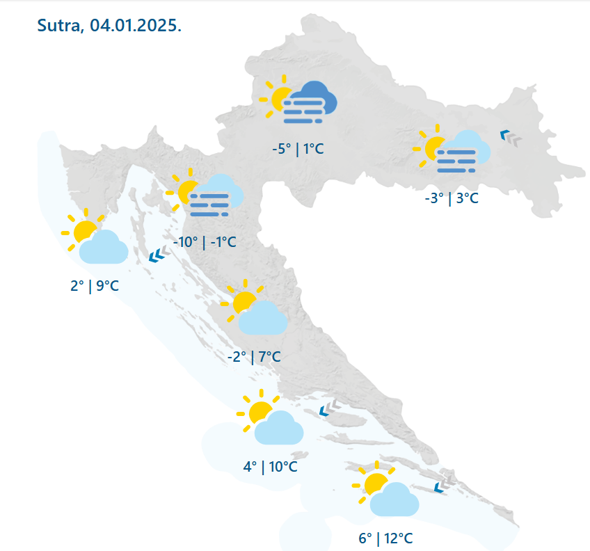 Minusi su posvuda, a u subotu ujutro i do -11: Na kopnu magla i mraz, na Jadranu  olujna bura