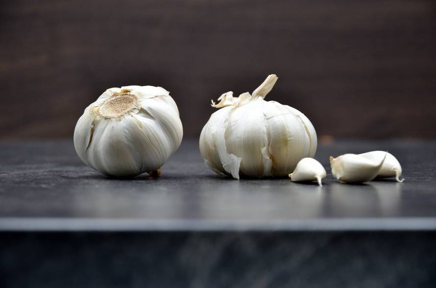 Garlic on black background