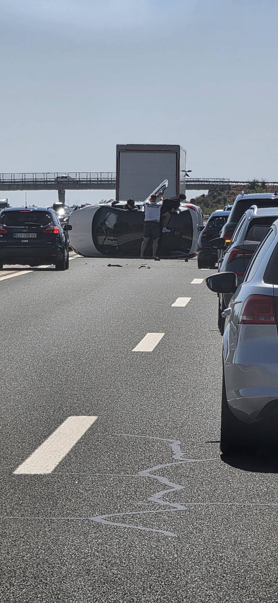 Sudar na A1 između Benkovca i Vodica, vozi se jednim trakom