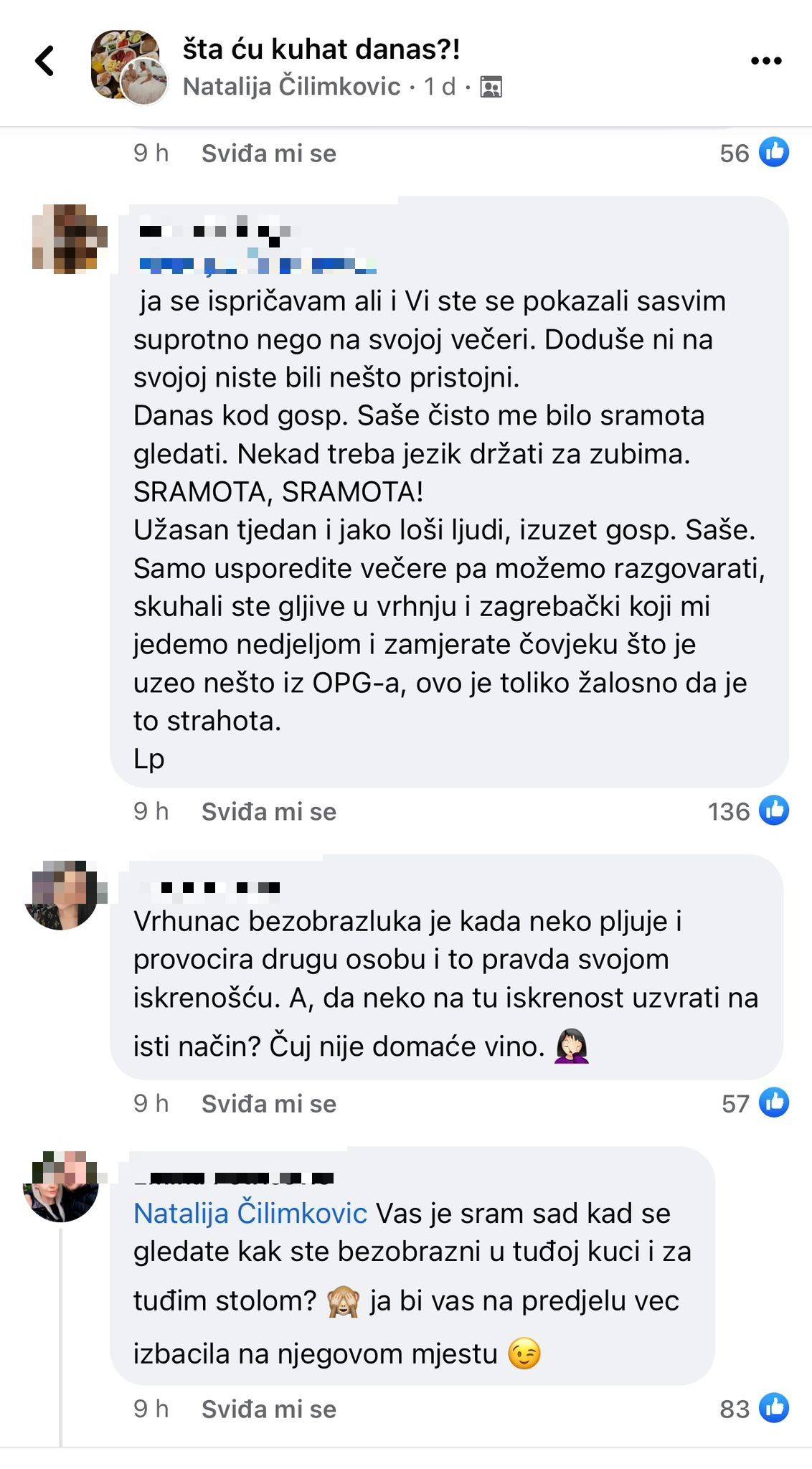 Natalija iz 'Večere' hvalila se jelima pa je napali: Bezobrazna si i nekulturna, sram me gledati