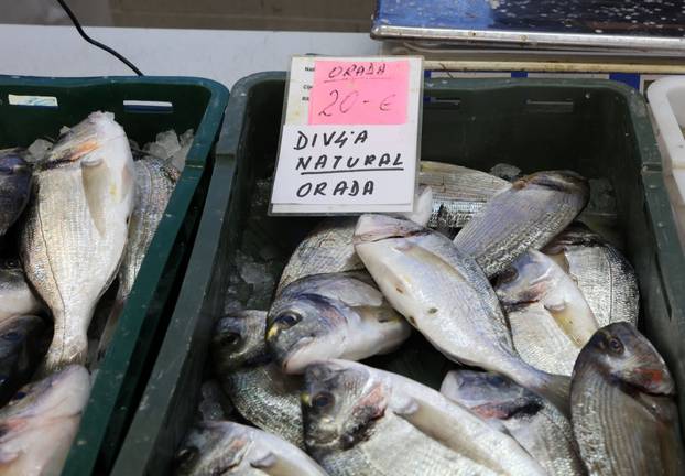 Šibenik:Bogata ponuda ribe na sibenskoj ribarnici.