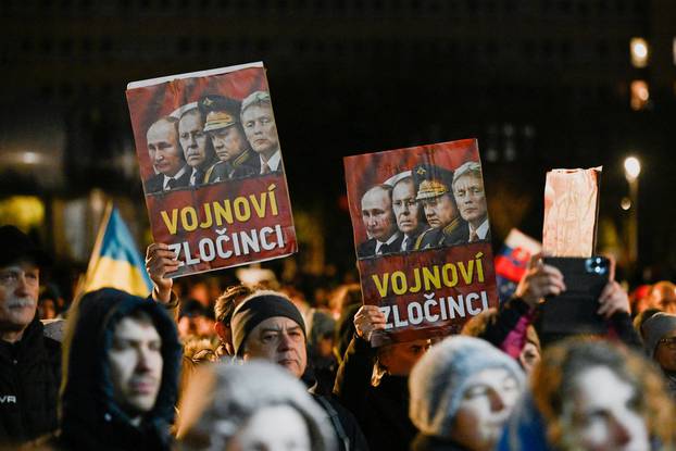 Pro-Ukraine protest against the Slovak government's foreign policy in Bratislava