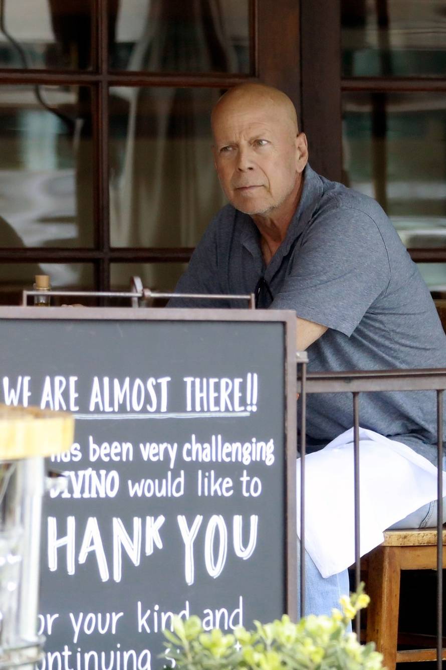 *EXCLUSIVE* Bruce Willis has lunch with a friend in Brentwood