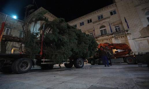 FOTO Božićna jelka puknula prilikom postavljanja na Narodnom trgu u Zadru