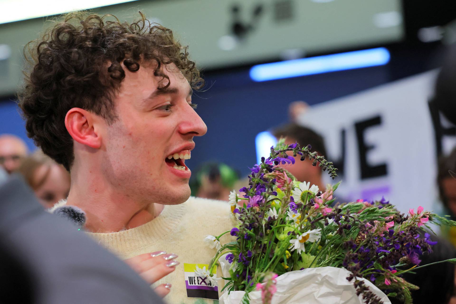 Nemo welcomed by fans at the Zurich Airport, in Kloten