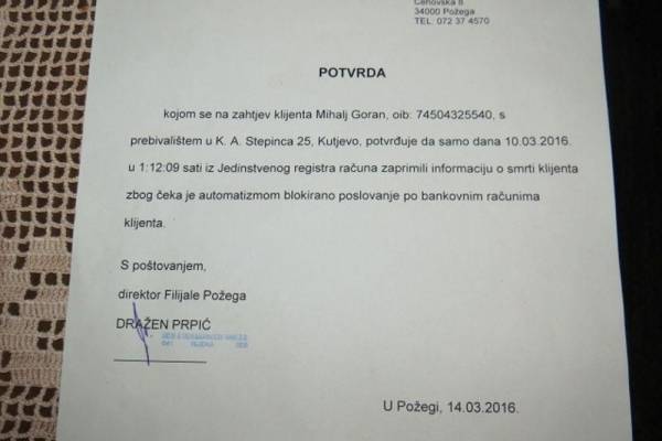 Zemlja živih mrtvaca: Otišao u banku i saznao da je  - pokojni!