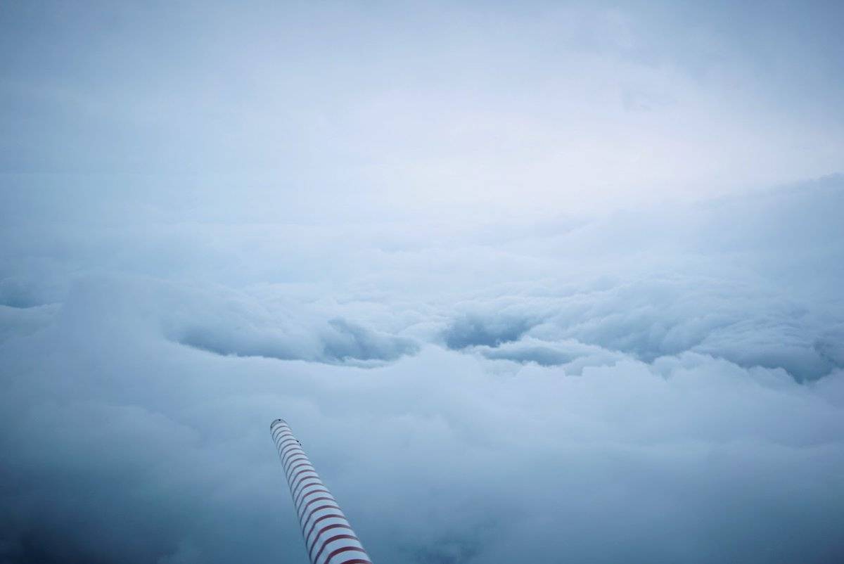 Hurricane Dorian is seen from NOAA-42 WP-3D Orion aircraft during a reconnaissance mission over the Atlantic Ocean