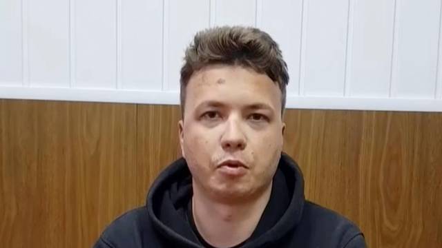 Belarusian blogger Roman Protasevich, detained when a Ryanair plane was forced to land in Minsk, appears in video