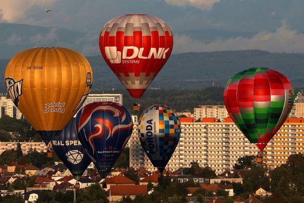 Hot air balloon fiesta above Hradec Kralove city