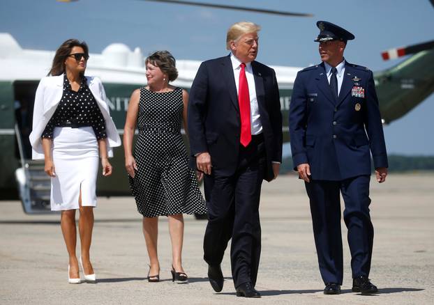 U.S. President Donald Trump boards Air Force One to depart for travel to Ohio from Joint Base Andrews in Maryland, U.S.