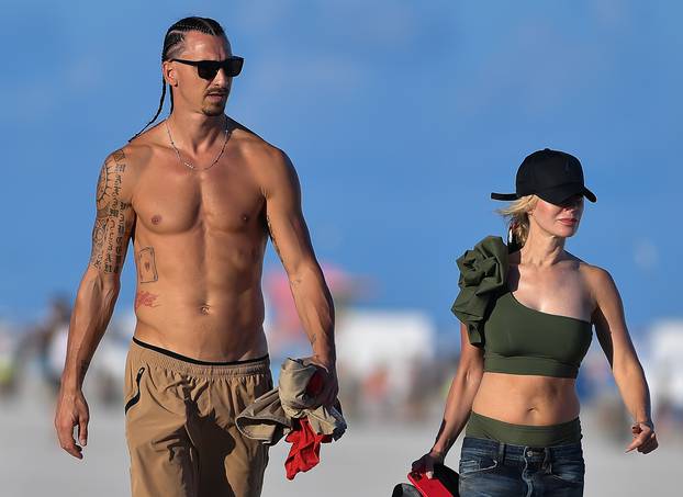 EXCLUSIVE: Zlatan Ibrahimovic Shows Off His Impressive Physique As He Heads To Muscle Beach  With Partner Helena Seger To Have Some Fun In Miami Beach, Florida