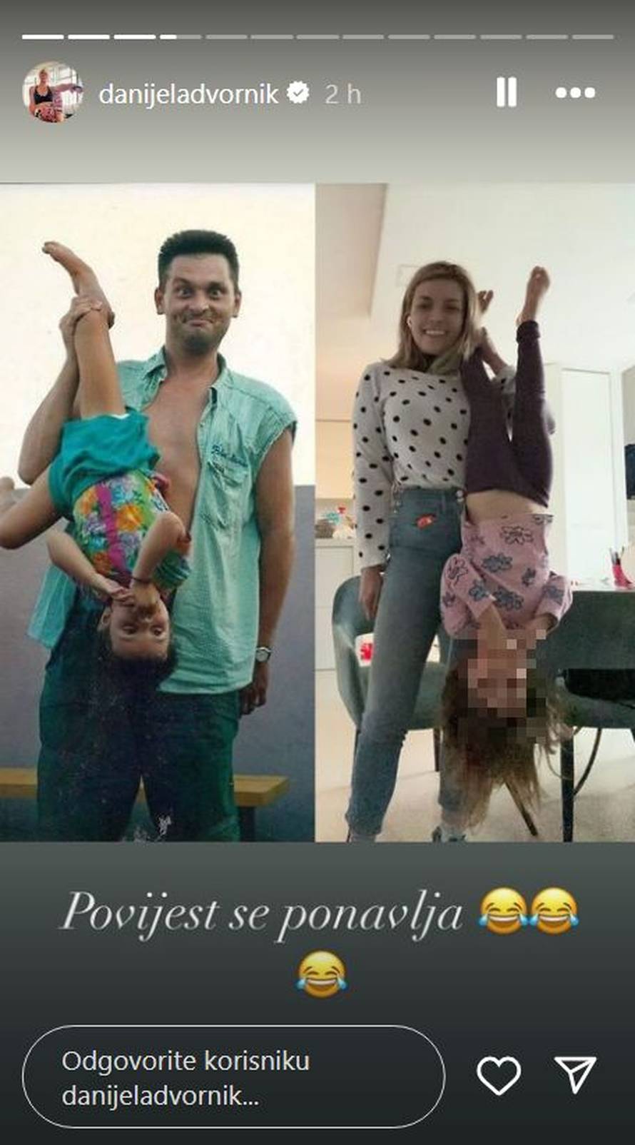 Ella Dvornik s kćeri 'kopirala' staru fotografiju nje i oca Dine: 'Povijest se ponavlja...'