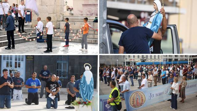 VIDEO Muškarci klečali i molili na trgovima diljem Hrvatske. Stigle i aktivistice za prava žena