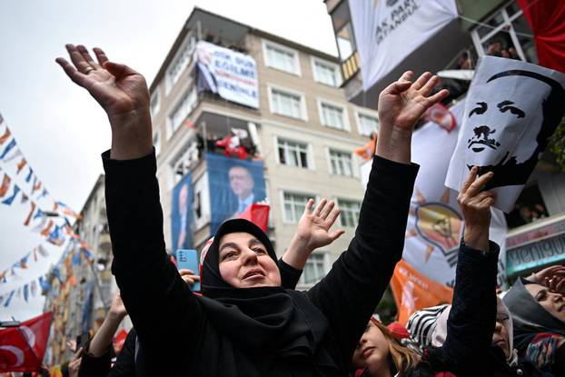 Turkish President Erdogan holds an election rally in Istanbul