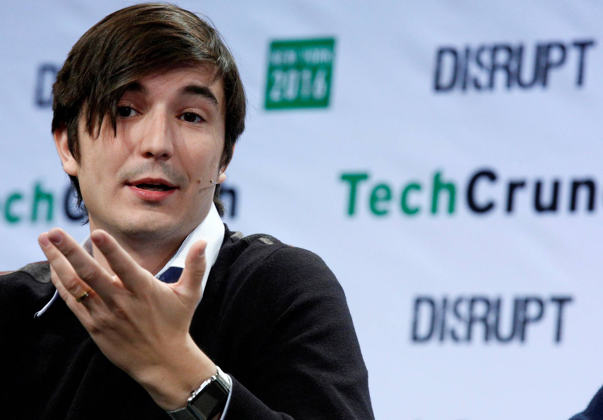 FILE PHOTO: Vlad Tenev, co-founder and co-CEO of investing app Robinhood, speaks during the TechCrunch Disrupt event in Brooklyn borough of New York