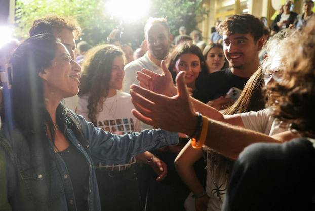 Reactions after Trump announced that Israel and Hamas agreed on the first phase of a Gaza ceasefire, in Tel Aviv