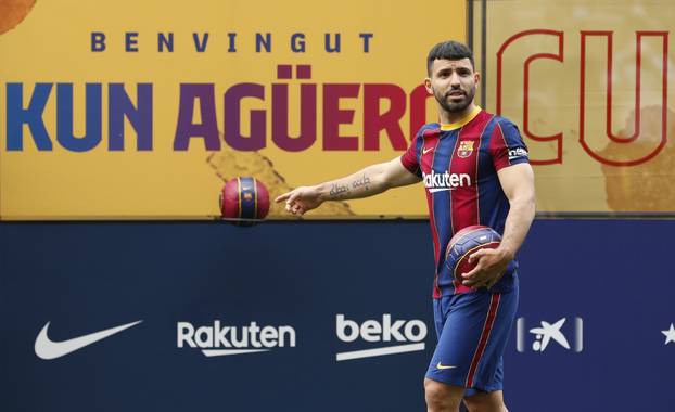 FC Barcelona present new signing Sergio Aguero