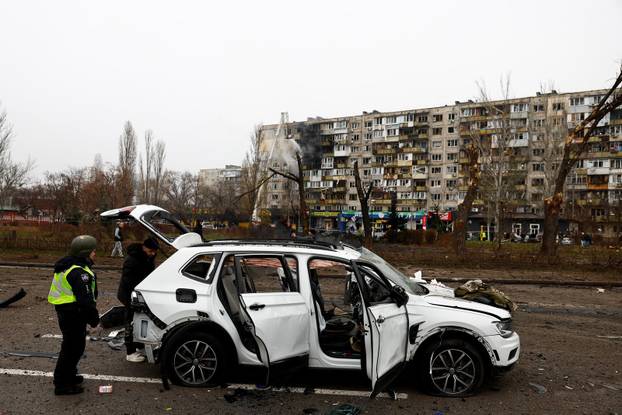 Aftermath of a Russian missile and drone attack, in Kyiv
