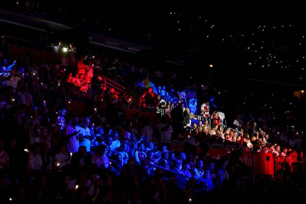 Zagreb: Navijači na susretu Francuske i Hrvatske na IHF Svjetskom rukometnom prvenstvu 2025.