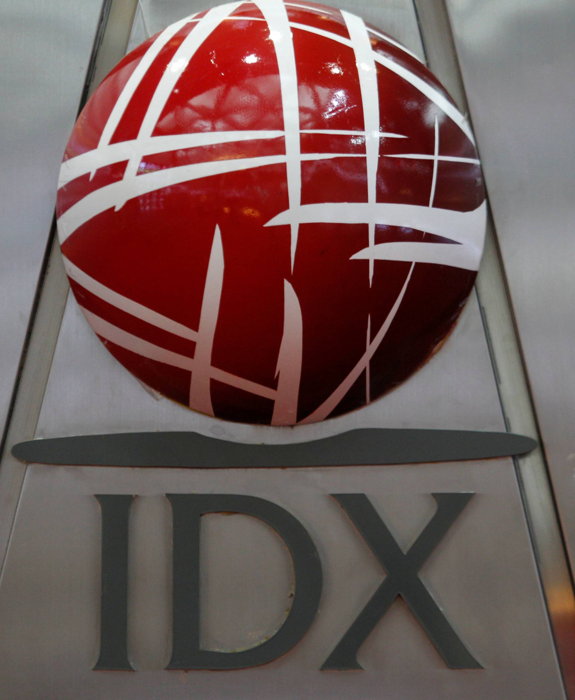 FILE PHOTO: The logo of the Indonesia Stock Exchange is seen inside the building in Jakarta, Indonesia
