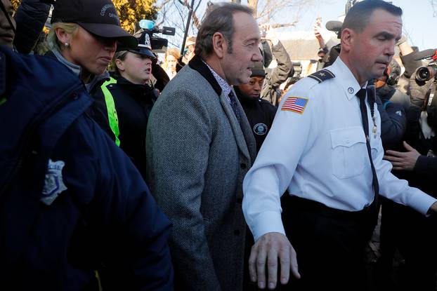 Actor Kevin Spacey departs after being arraigned on a sexual assault charge at Nantucket District Court in Nantucket