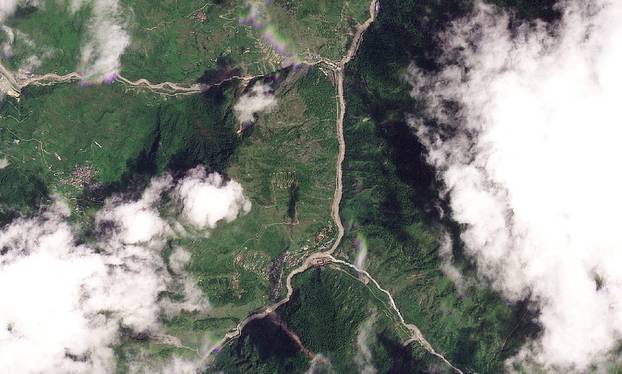 Satellite image shows Saypru Besi before a flash flood