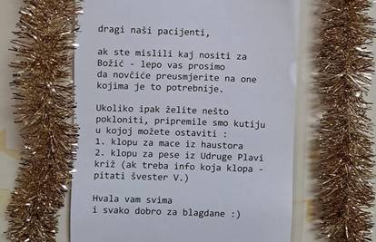 Poruka na ordinaciji oduševila Zagrepčane: 'Ako ćete nositi što za Božić, dajte to potrebitijima'