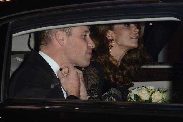 Prince William, Duke of Cambridge and Catherine, Duchess of Cambridge leave The London Palladium after attending The Royal Variety Performance