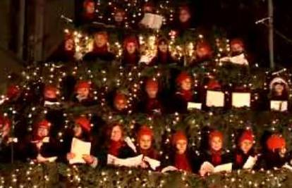 U Zurichu na trgu pjeva živo dječje božićno drvce