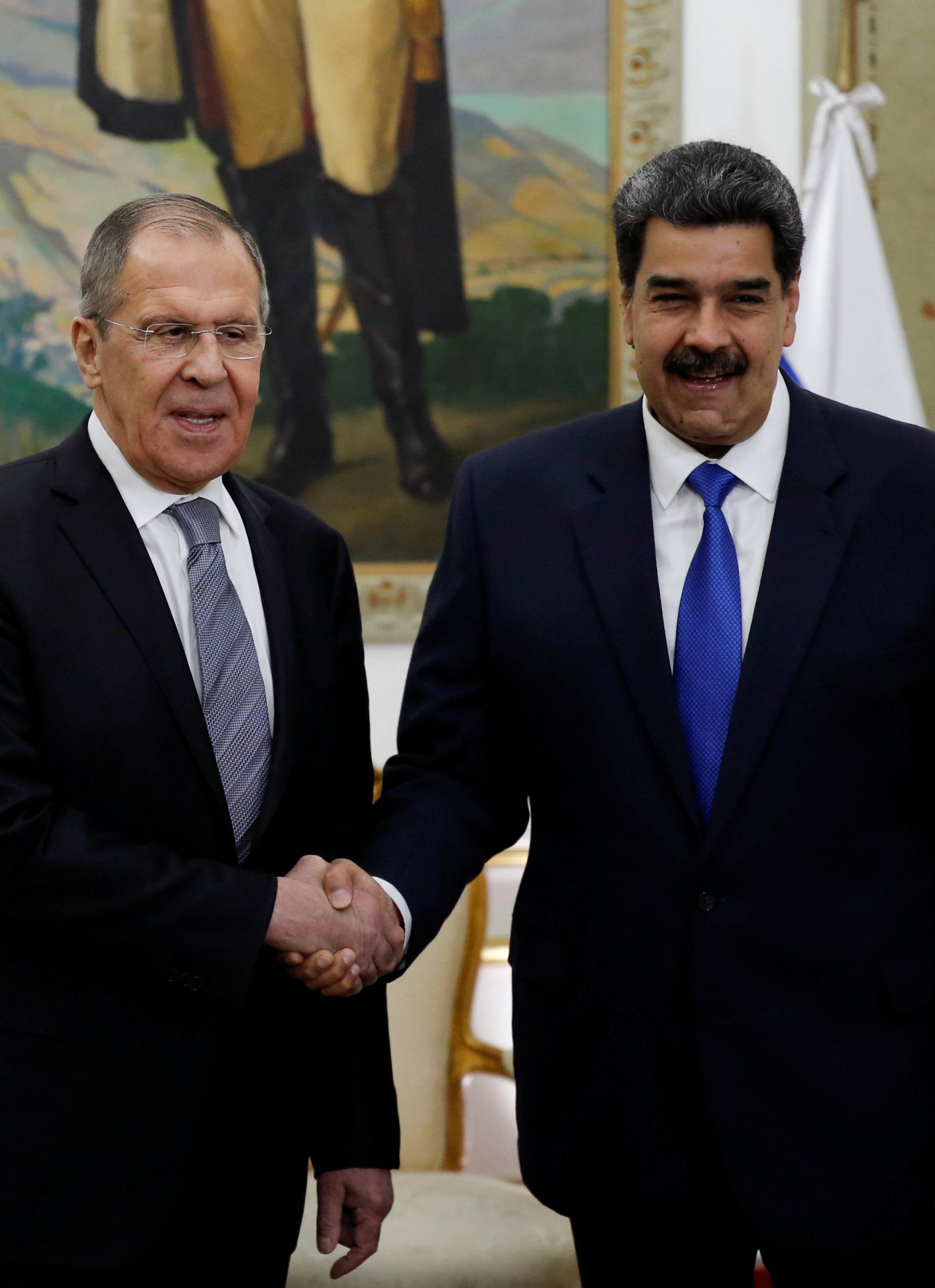 Venezuela's President Nicolas Maduro meets Russia's Foreign Minister Sergey Lavrov at Miraflores Palace in Caracas