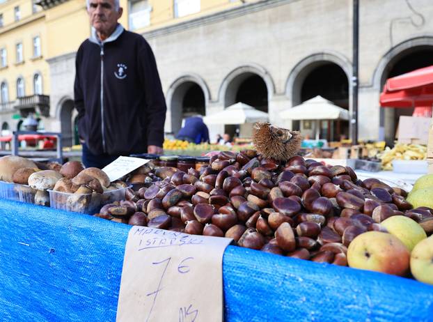 Zagreb: Na Dolac stigli prvi ovogodišnji kesteni, cijene su od 5 do 7 eura