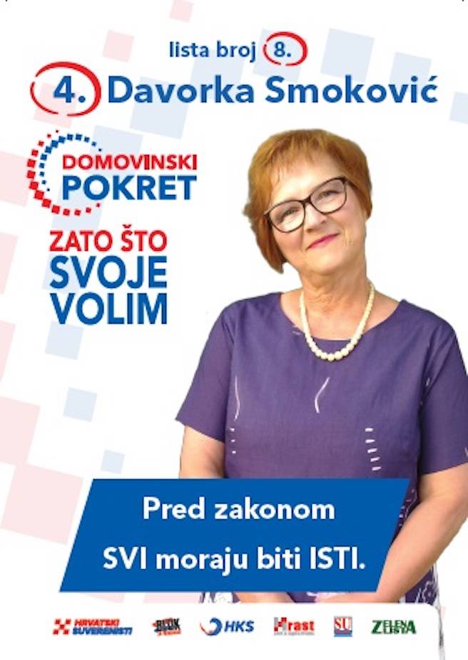 Davorka Smoković, osuđena za pomaganje organiziranom kriminalu je na Škorinoj listi