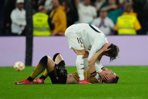 Luka Modric of Real Madrid during the Copa del Rey match, semi-finals, second leg, between Real Madrid and Real Sociedad played at Santiago Bernabeu Stadium on April 1, 2025 in Madrid, Spain. (Photo by Bagu Blanco / PRESSINPHOTO)