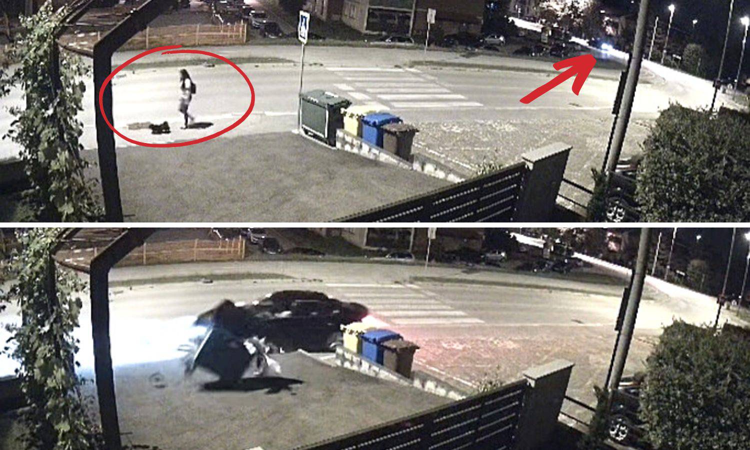 VIDEO divljanja u Karlovcu: Udario je u kontejner, a žena je tamo prošla koju sekundu prije!