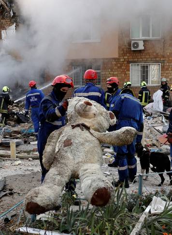 Aftermath of a Russian missile and drone attack in Kyiv