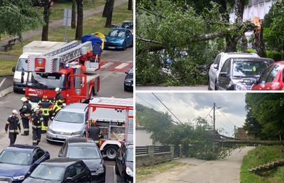 VIDEO Jak vjetar u Zagrebu diže krovove, baca stabla na prugu i aute. Dio grada bio bez struje