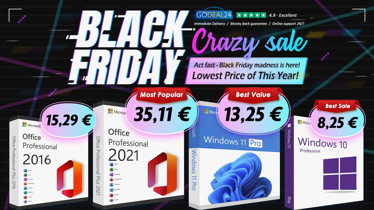 Black Friday 2024: Microsoft Office s doživotnom licencom od 15€ i Windows 11 od 10€!