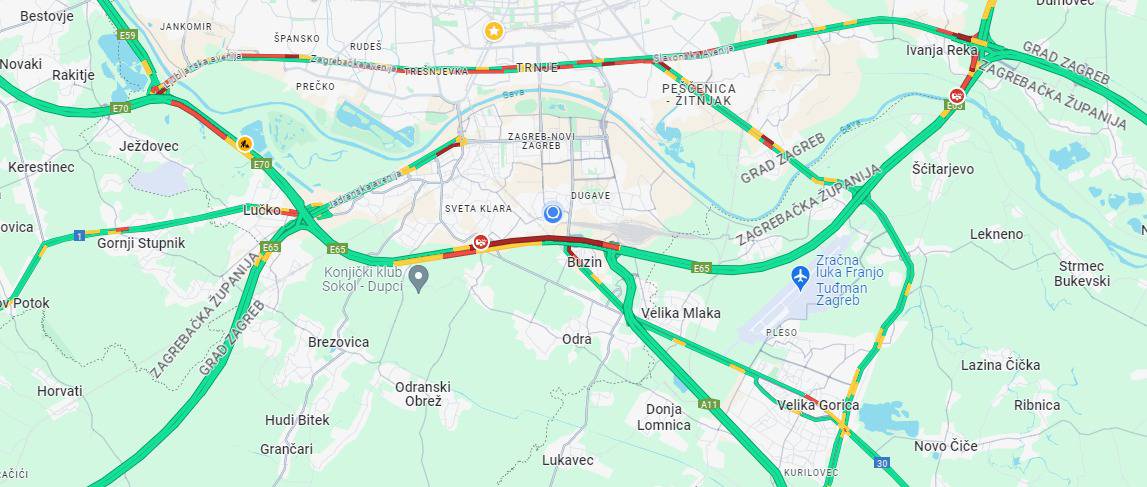 FOTO Prometni krkljanac oko Zagreba: Nesreća kod Buzina i čvora Lučko, nastale kolone...