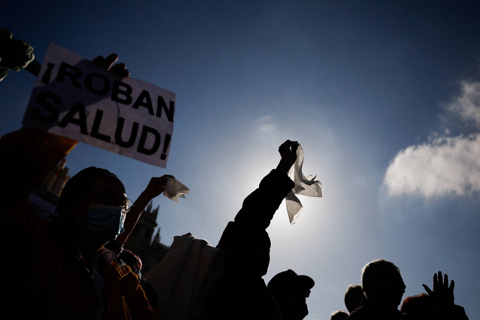 March against the public health care project, in Madrid