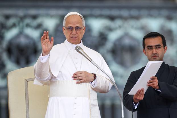 Pope Leo XIV holds his first general audience in St. Peter's Square, at the Vatican