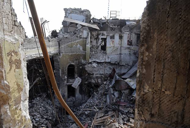 A view shows the destroyed theatre in Mariupol